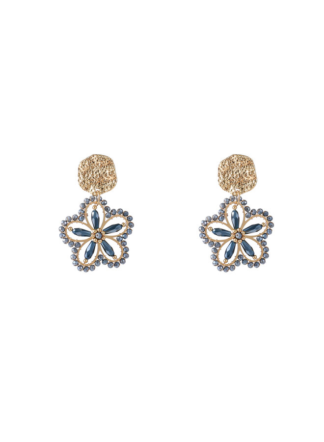 Day & Eve oorbellen E55224-3 Blauw/Goudkleurig