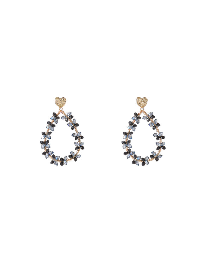 Day & Eve oorbellen E55229-1 Blauw/Zwart/Goudkleurig