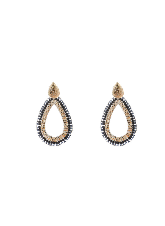 Day & Eve oorbellen E55207-2 Donkerblauw/Goudkleurig