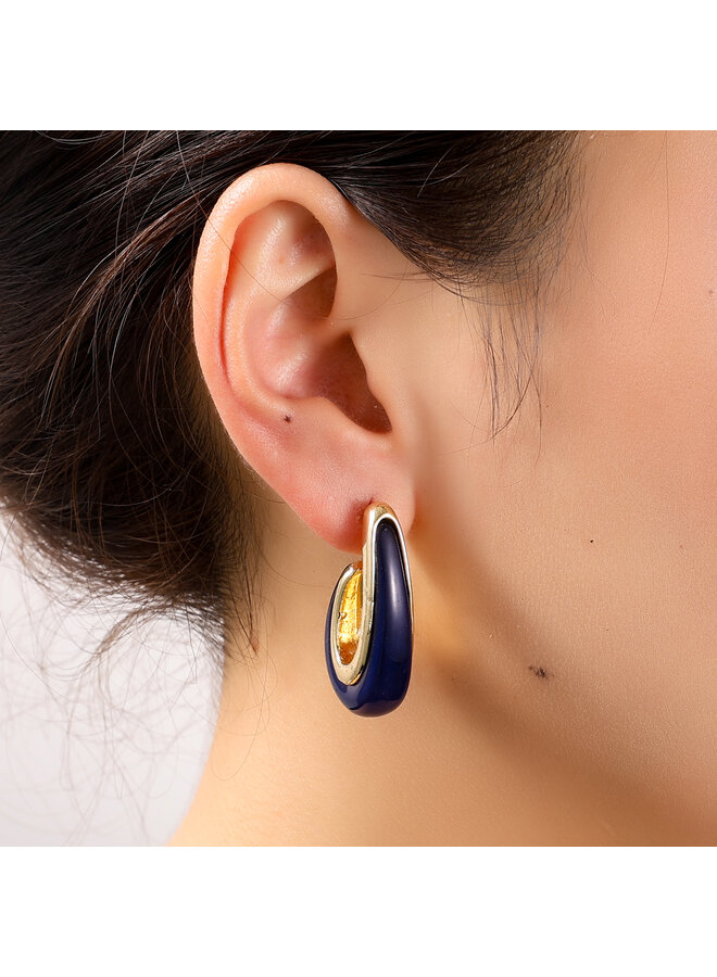 Day & Eve oorbellen E55010-2 Blauw/Goudkleurig