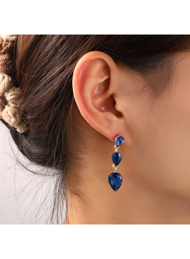 Day & Eve oorbellen E55137-2 Blauw/Goudkleurig