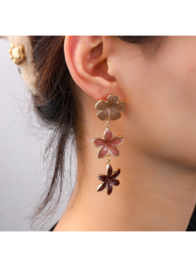 Day & Eve oorbellen E55033-2 Roze/Goudkleurig