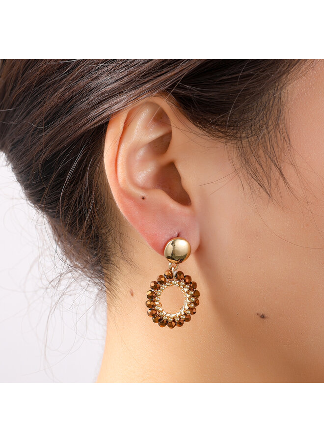 Day & Eve oorbellen E55215-9 Rood/Goudkleurig