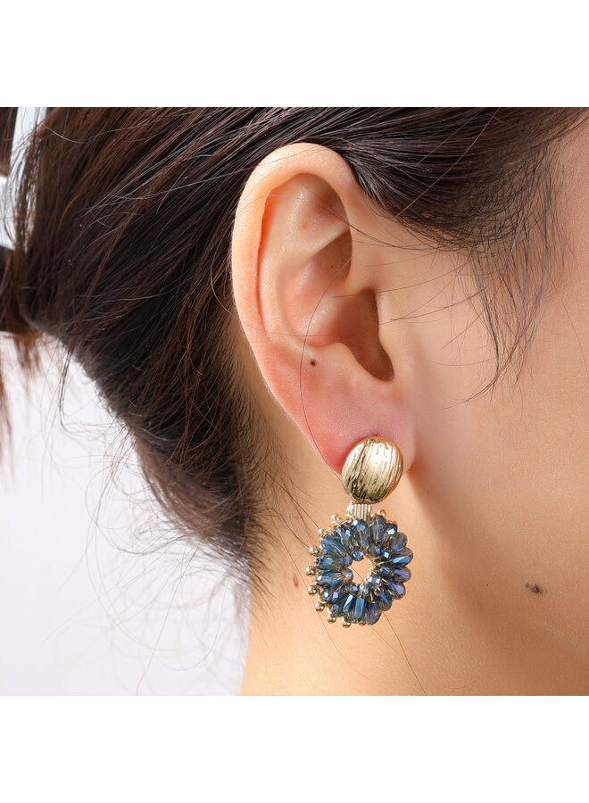 Day & Eve oorbellen E55219-2 Blauw/Goudkleurig