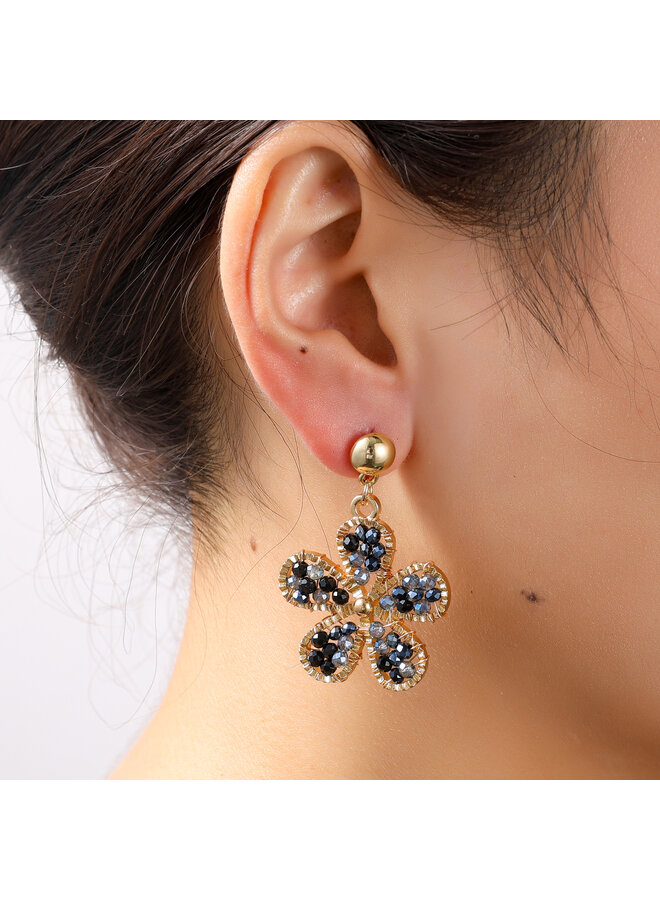 Day & Eve oorbellen E55221-1 Blauw/Goudkleurig