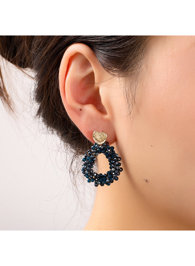 Day & Eve oorbellen E55216-5 Blauw/Goudkleurig