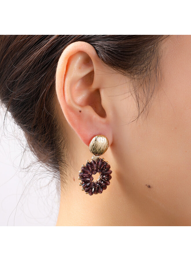 Day & Eve oorbellen E55219-4 Paars/Goudkleurig