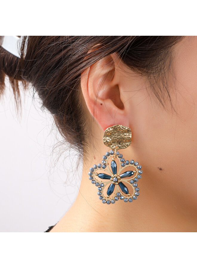 Day & Eve oorbellen E55224-3 Blauw/Goudkleurig