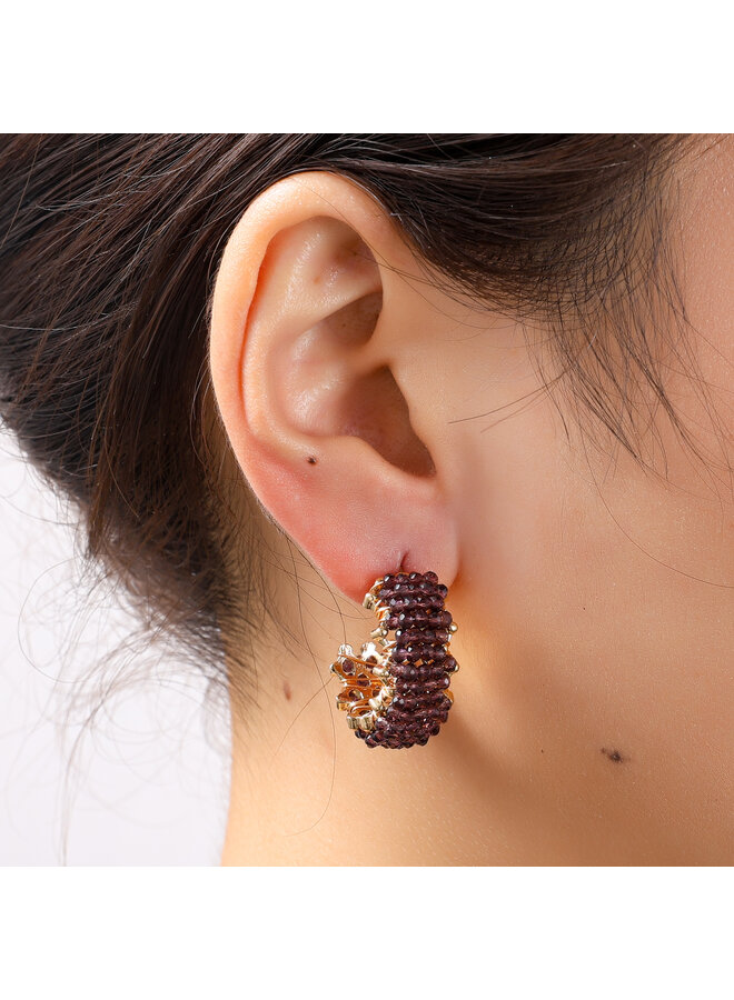 Day & Eve oorbellen E55226-6 Paars/Goudkleurig