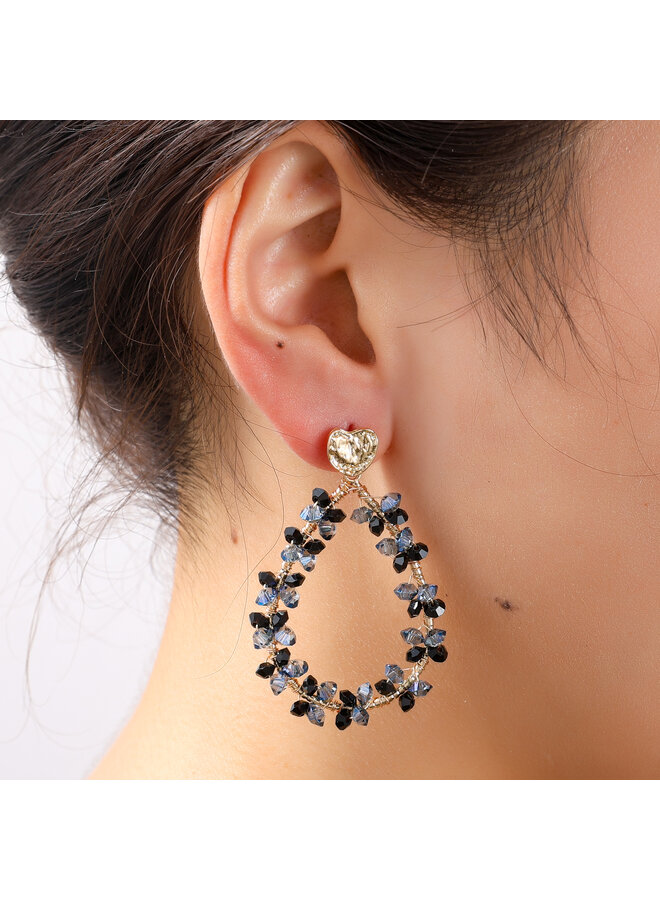 Day & Eve oorbellen E55229-1 Blauw/Zwart/Goudkleurig