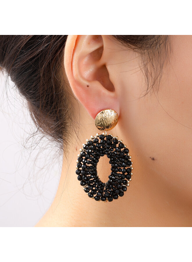 Day & Eve oorbellen E55227-1 Zwart/Goudkleurig