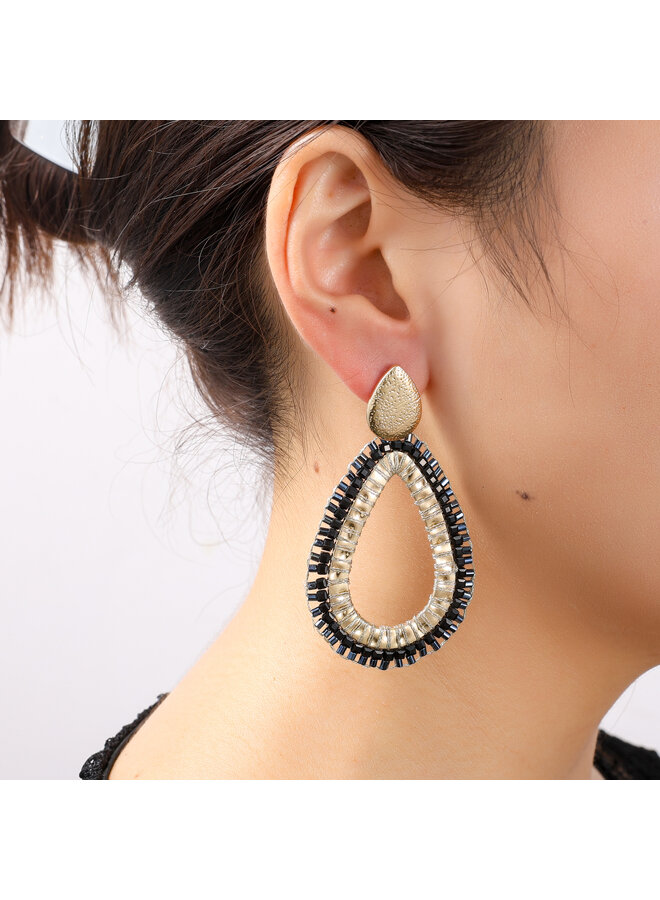 Day & Eve oorbellen E55207-2 Donkerblauw/Goudkleurig