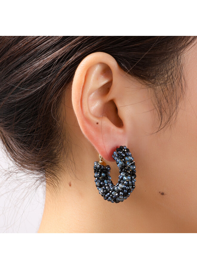 Day & Eve oorbellen E55234-1 Donkerblauw/Goudkleurig