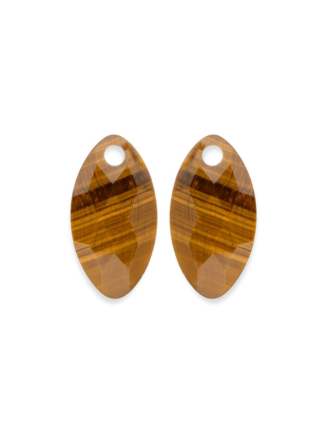 Sparkling Jewels oorbel Edelstenen Leaf Tiger Eye