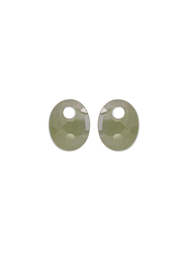 Sparkling Jewels oorbel Edelstenen Small Oval Lime Jade