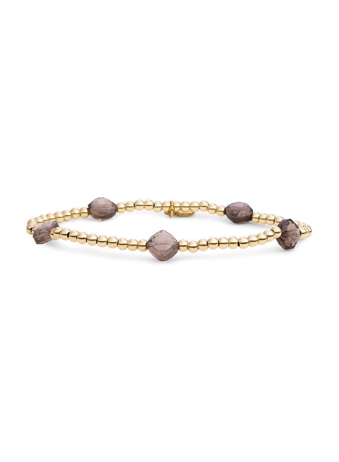 Sparkling Jewels armband Cushion Cut Smoky Quartz Goudkleurig