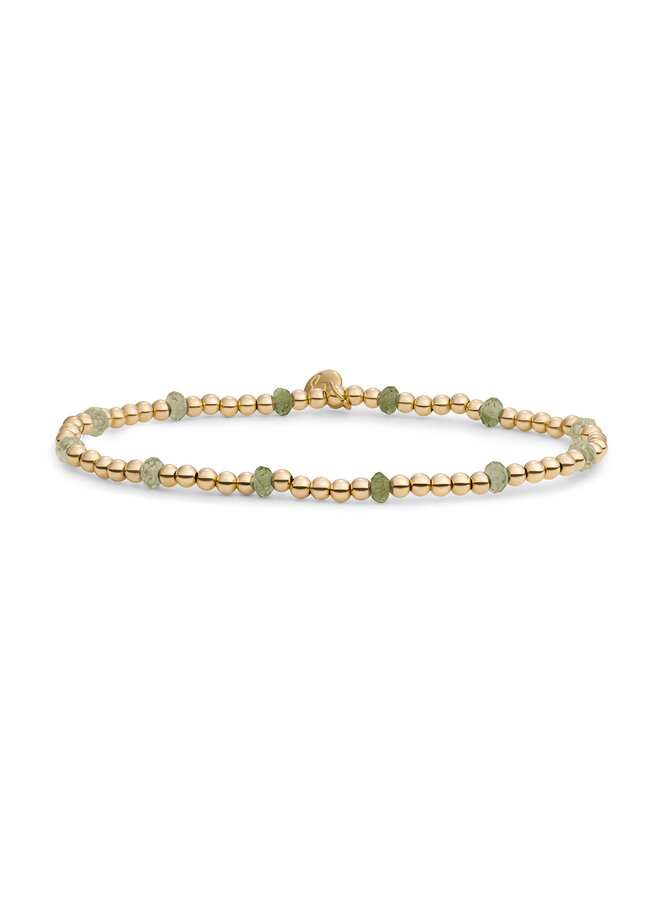 Sparkling Jewels armband Reverse Roundel Lime Jade Goudkleurig