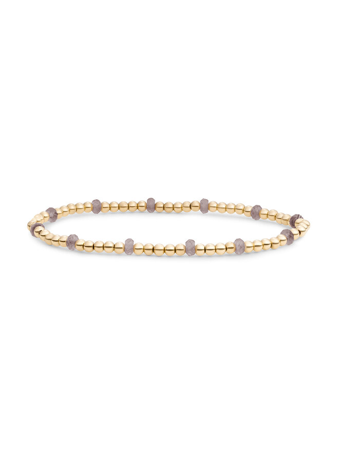 Sparkling Jewels armband Reverse Roundel Smoky Quartz Goudkleurig