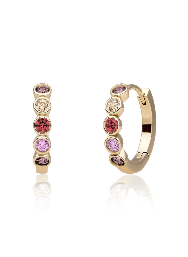 Sparkling Jewels creolen Tube Huggies Multi CZ Goudkleurig