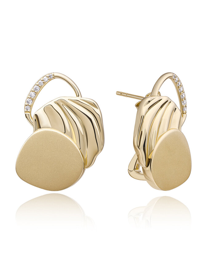 Sparkling Jewels oorstekers Uneven Push Back CZ Goudkleurig