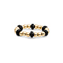 Sparkling Jewels ring Facet Roundel Onyx Goudkleurig
