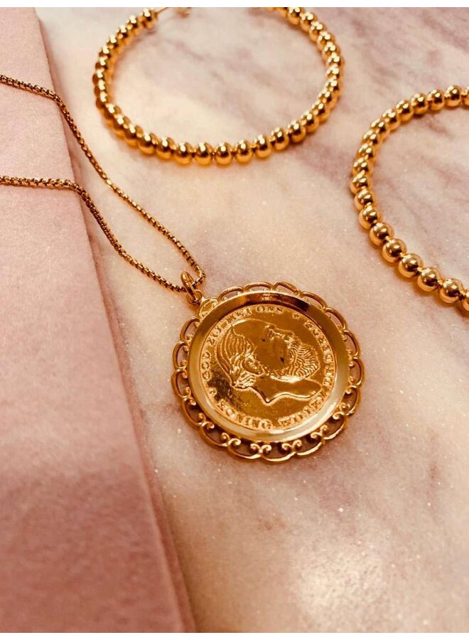 LOTT. ketting Vintage Coin Goud Verguld