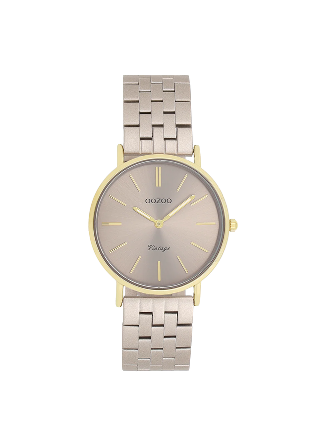 OOZOO Vintage horloge C20409 Taupe/Goudkleurig