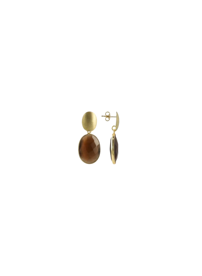 LOTT. oorbellen Framed Ovaal S Bruin/Goud Verguld