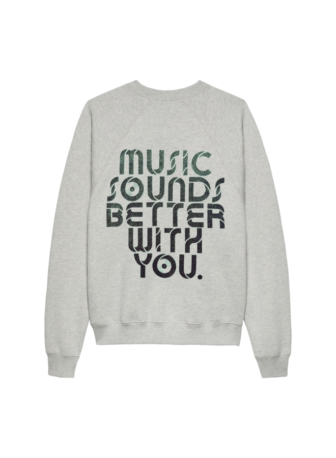 Sweater Graphic Light Grey Melange/Green