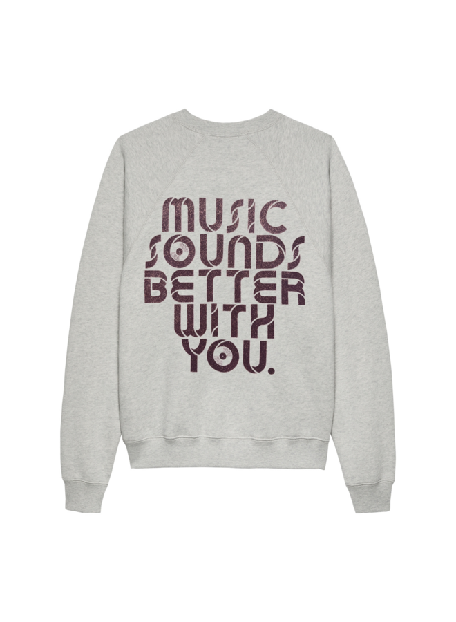 Sweater Graphic Light Grey Melange