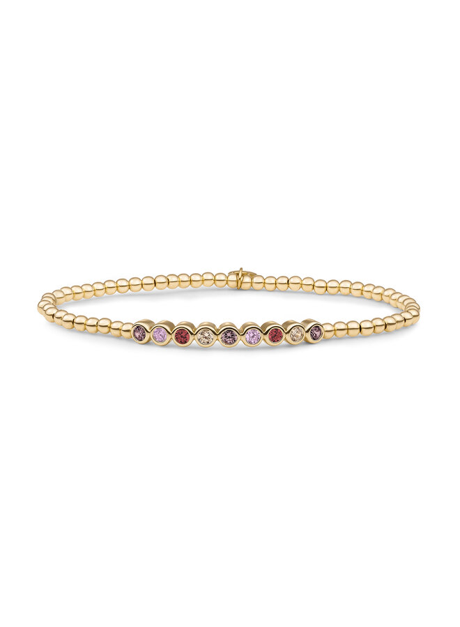 Sparkling Jewels armband Crystal Tube Multi CZ Goudkleurig
