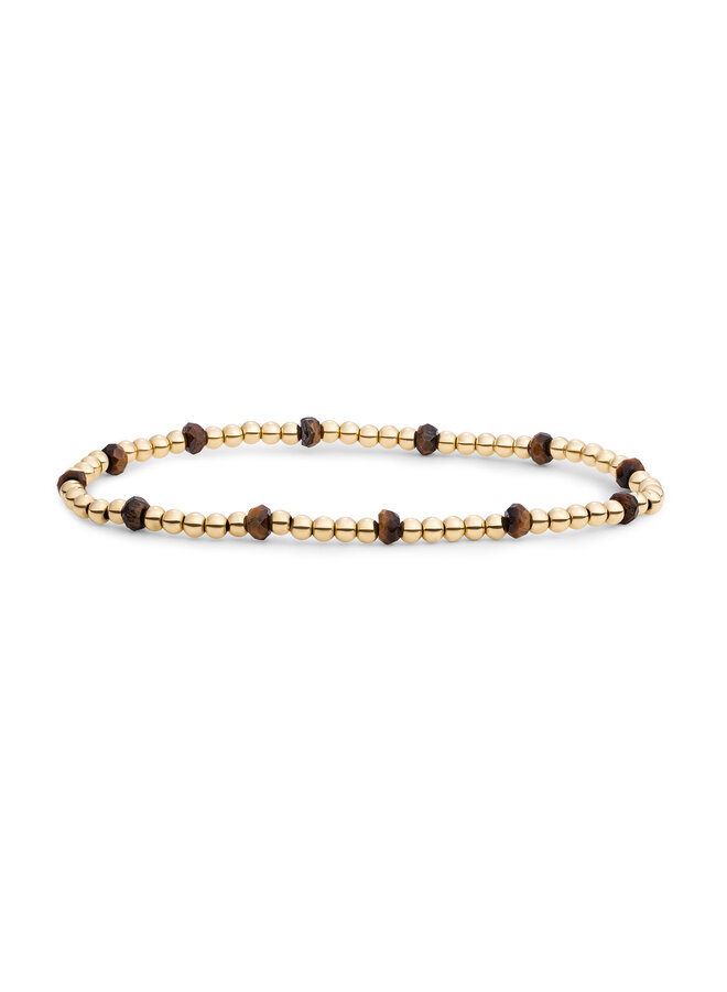 Sparkling Jewels armband Reverse Roundel Tiger Eye Goudkleurig