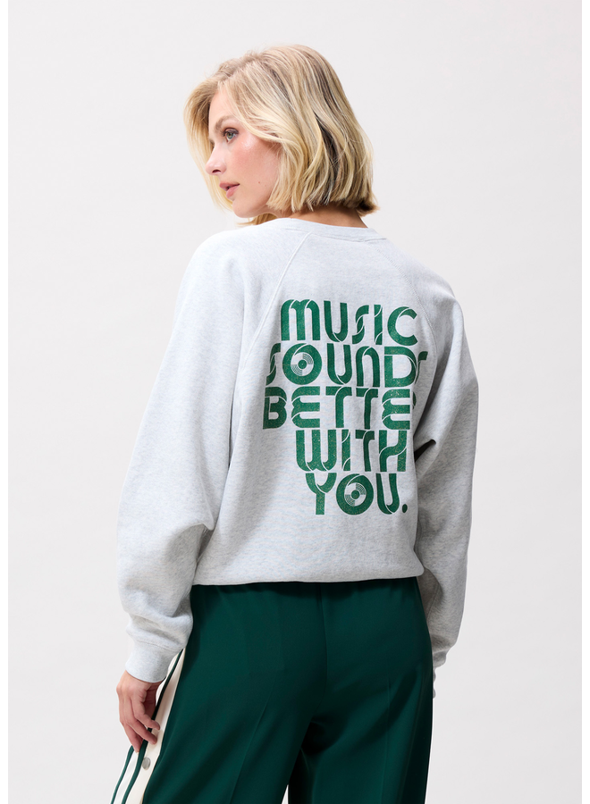Sweater Graphic Light Grey Melange/Green