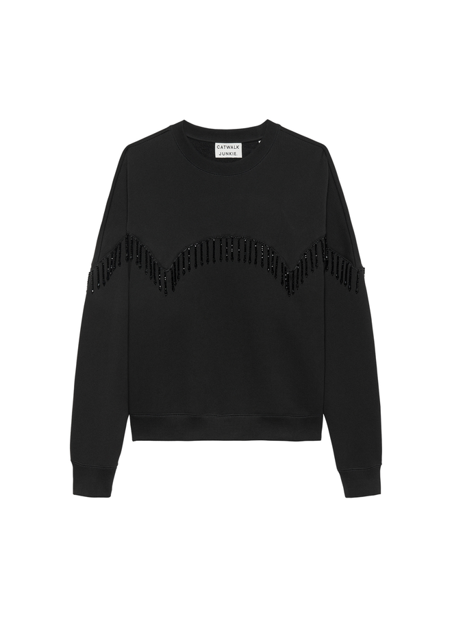 Sweater Beaded Fringed Black