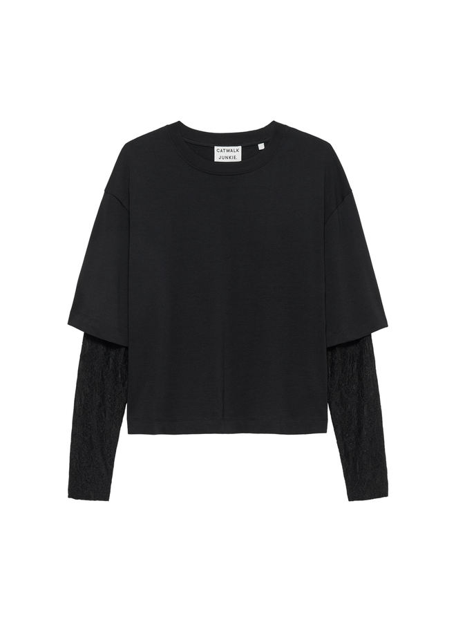 Top Lace Sleeves Black