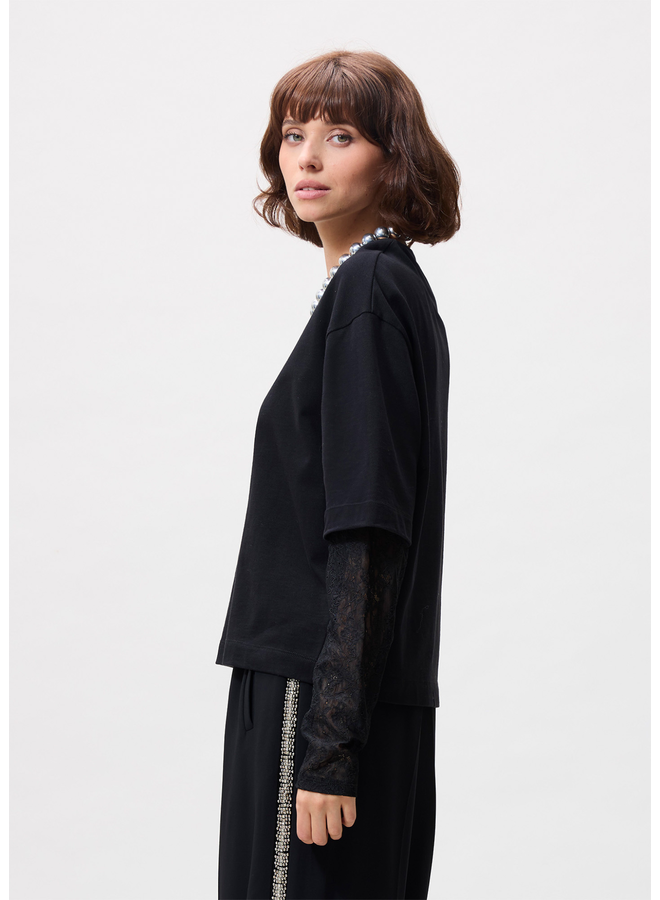 Top Lace Sleeves Black