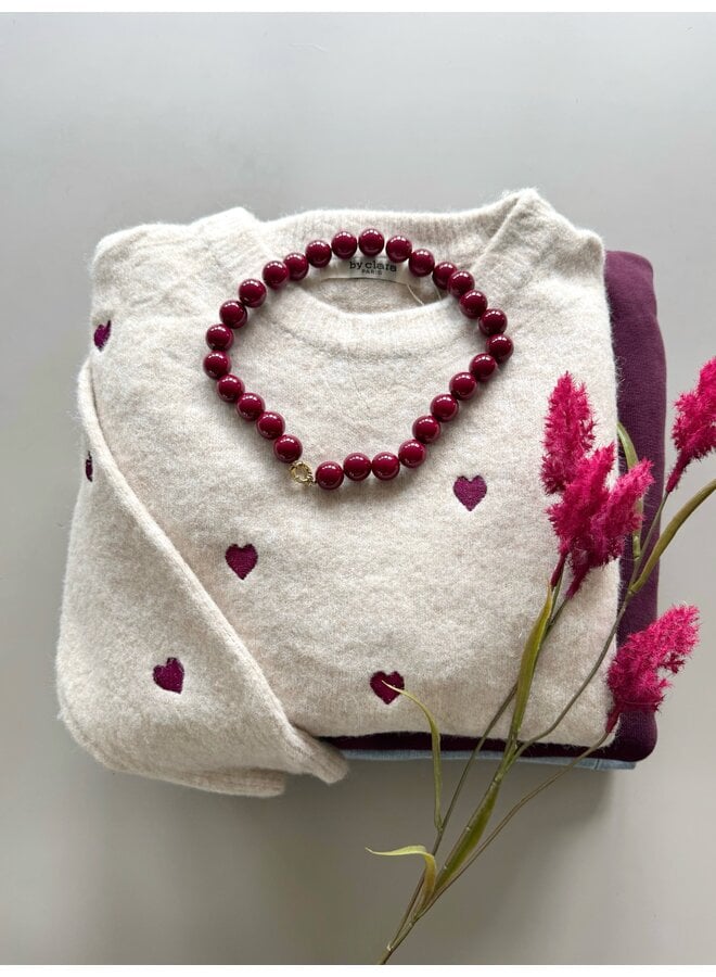Trui Sophie Beige/Aubergine Onesize