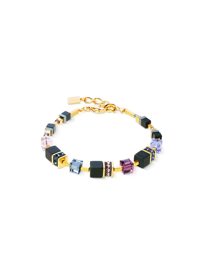 COEUR de LION armband 3043/1308 Zwart/Paars/Goud Verguld