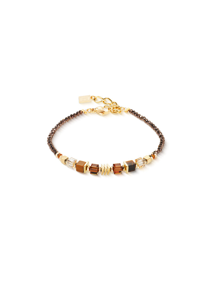 COEUR de LION armband 3044/1116 Bruin/Goud Verguld