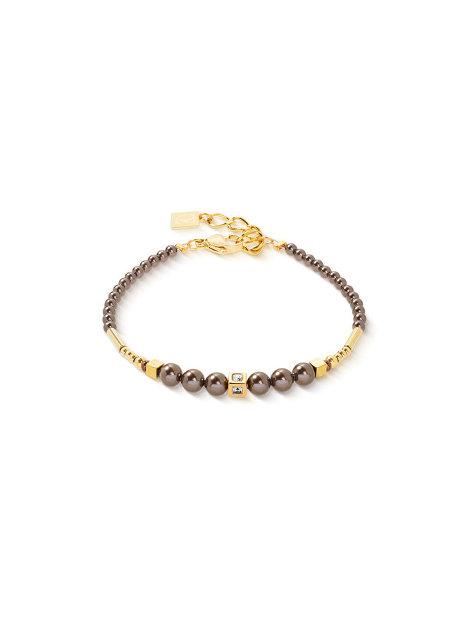 COEUR de LION armband 4312/1100 Bruin/Goud Verguld