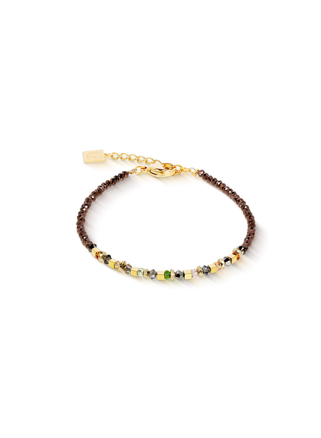 COEUR de LION armband 4359/1109 Bruin/Olijf/Goud Verguld