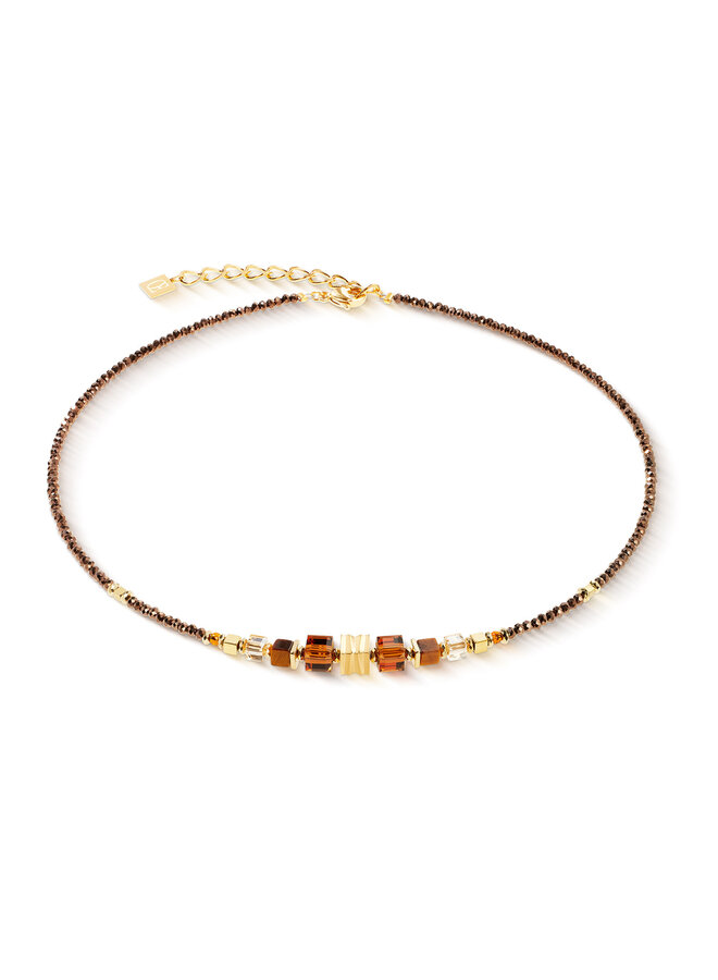 COEUR de LION ketting 3044/1116 Bruin/Goud Verguld