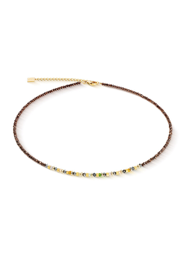 COEUR de LION ketting 4359/1109 Bruin/Olijf/Goud Verguld