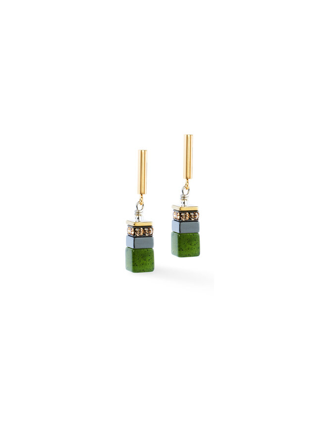 COEUR de LION oorbellen 3017/0500 Groen/Goud Verguld