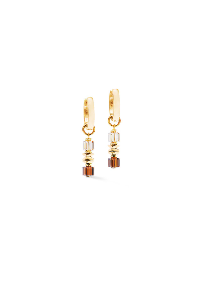 COEUR de LION oorbellen 3044/1116 Bruin/Goud Verguld