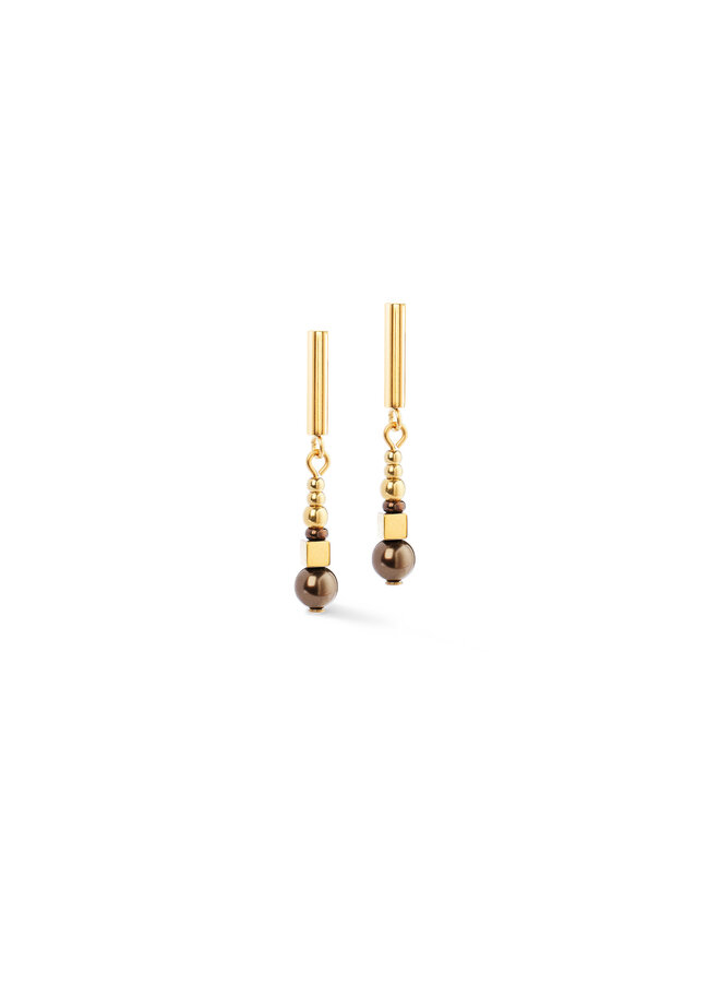 COEUR de LION oorbellen 4312/1100 Bruin/Goud Verguld