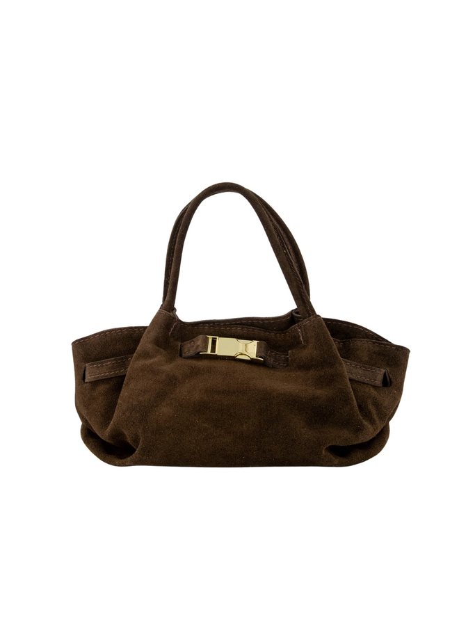 Jewelz tas Leonie Suède Donkerbruin/Goudkleurig