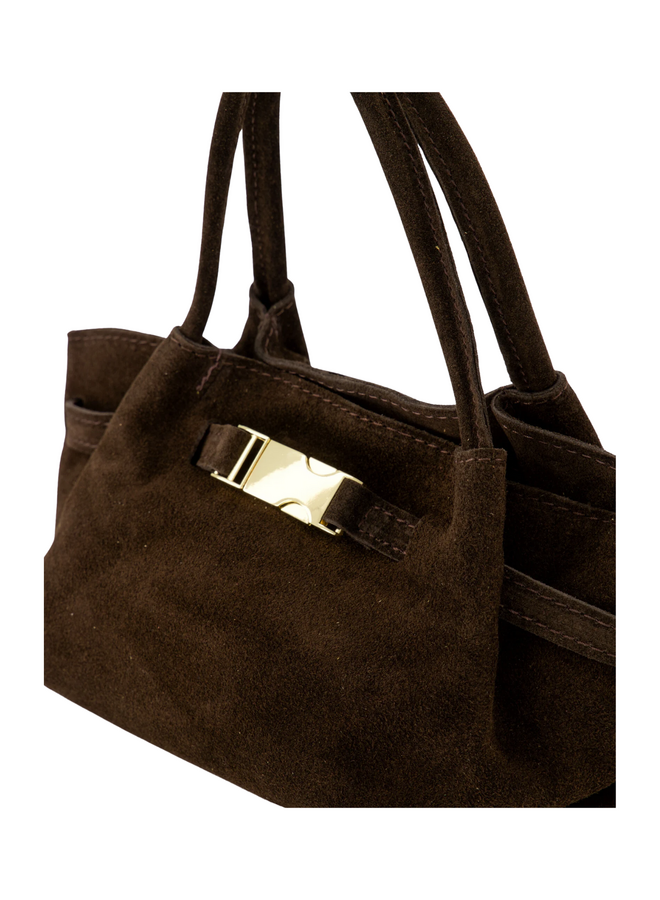 Jewelz tas Leonie Suède Donkerbruin/Goudkleurig