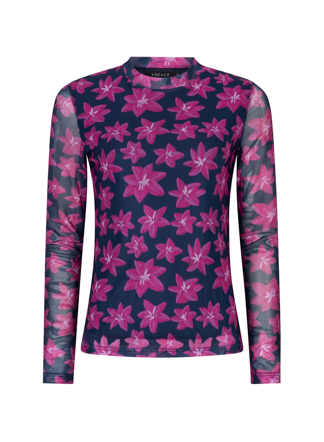 Top Willemijn Navy Flower