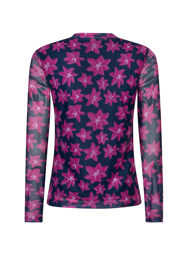 Top Willemijn Navy Flower